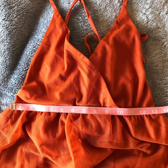 Burnt Orange, Medium, Tea-length Party Dress - Picture 3 of 8